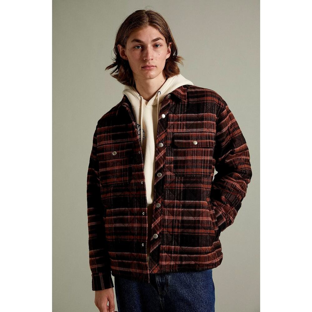 BDG Quilted Plaid Print Jacket Men's Brown S